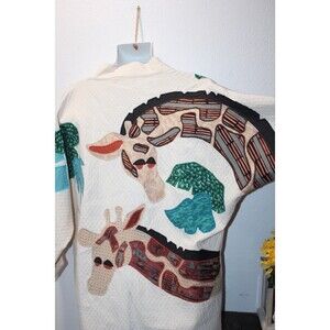 Alfredos Wife Applique Giraffe Jacket Cardigan Vintage Women’s Coat